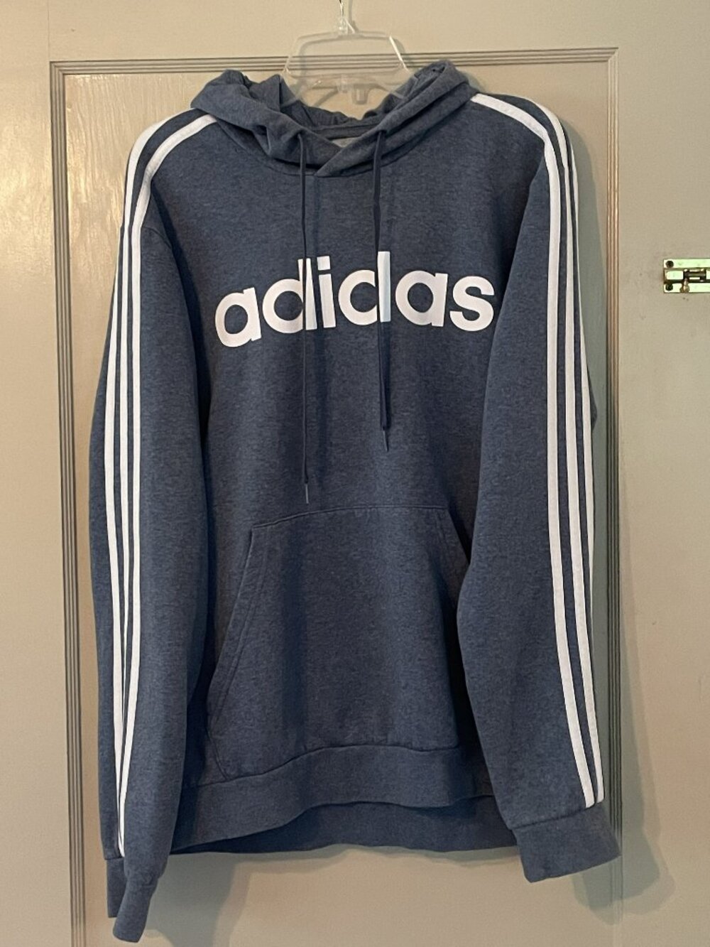 Adidas: Blue-Grey Hoodie Sweatshirt